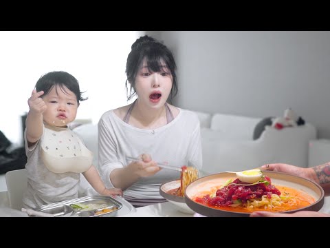 맵찔이 일본인아내 몰래 불닭볶음면으로 냉면 해줬더니..