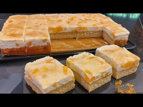 كعكة البرتقال وخوخ اسفنجية رائعة بمكونات بسيطة حضري هذه تورتات لذيذة 🍊😋