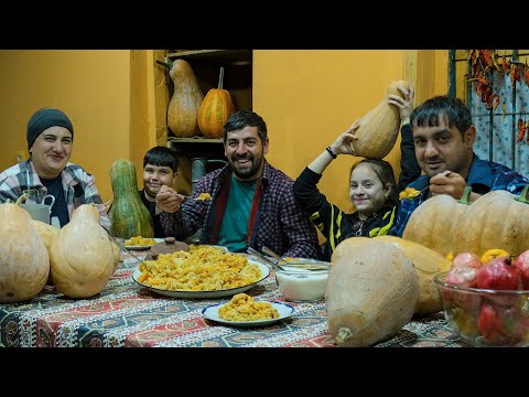 Remote Azerbaijani Village | Cooking Pumpkin the Traditional Way | Simple Daily Family Life