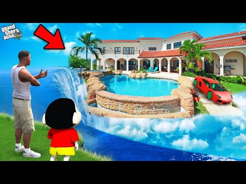 Shinchan and Franklin Surprised By New Water Floating Mansion In Gta 5