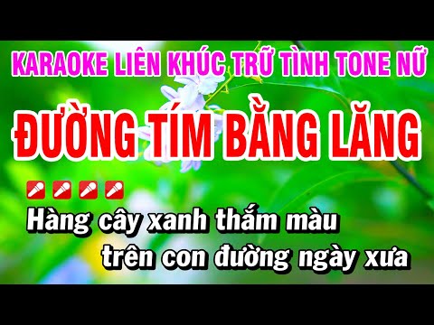 Karaoke Liên Khúc Trữ Tình Tone Nữ Nhạc Sống Dễ Hát – Đường Tím Bằng Lăng | Hoài Phong Organ