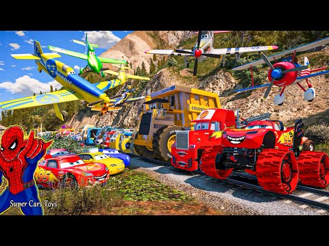 GTA V SPIDERMAN Mods, Cars Monster Truck McQueen Toys - Epic New Stunt Race For Car Racing Challenge