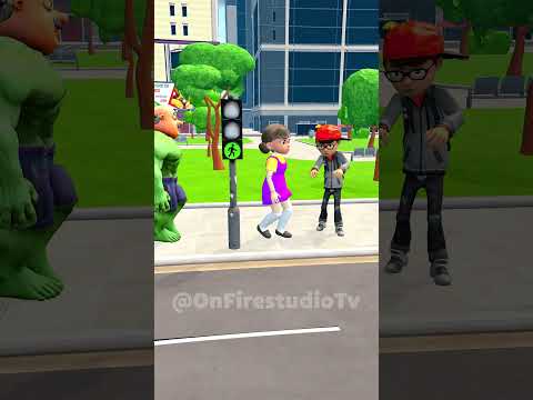 Crossing the Street challenge with Nick and Tani #scaryteacher3d