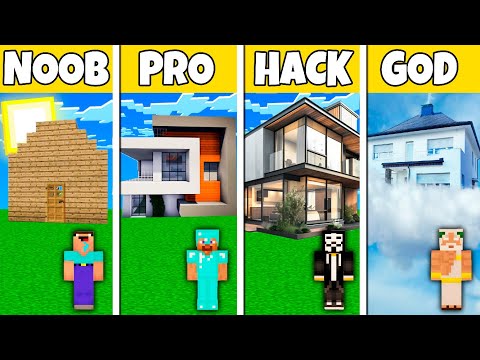 Minecraft Battle: NOOB vs PRO vs HACKER vs GOD AMERICAN HOUSE BUILD CHALLENGE in Minecraft