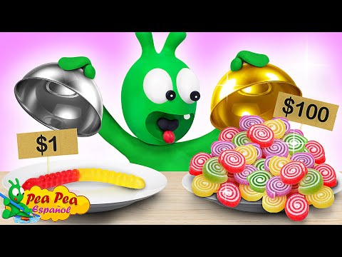 Comida de $1 vs  Comida de $100 - Pea Pea Caricatura en Español para Niños