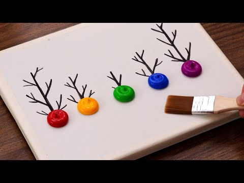 Easy & Simple Colorful Trees Acrylic Painting Step By Step｜Painting For Beginners (1408)