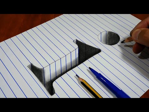 Drawing i Hole in Line Paper   3D Trick Art