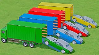 mini cars of colors ! mini cars transporting colored trucks ! farming simultor 22