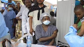 YouTube video thumbnail: Frontline Workers in DRC Receive Ervebo Vaccine Amid Growing Ebola Outbreak