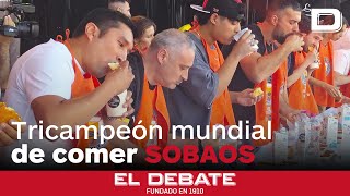 Valentín Carrasco se convierte en tricampeón mundial de comer sobaos a pesar de no batir su récord