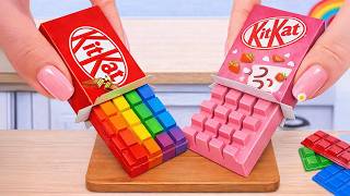 Mini Rainbow Kitkat vs Pink Bar Challenge 🌈 Satisfying Miniature Sweet Cake Baking | Wonder Cake