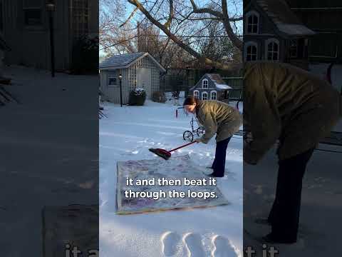 Clean a rug with snow! #punchneedle