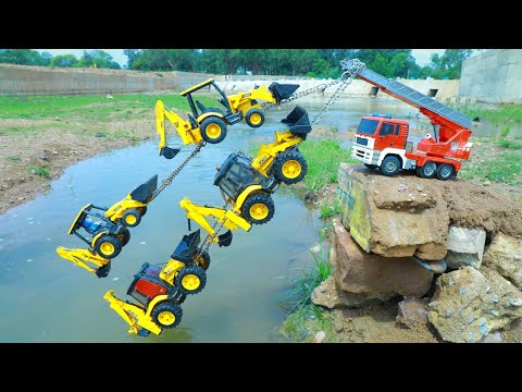 JCB 2DX JCB 3DX JCB 4DX JCB 5CX Accident Pulling Out Crane ? Cartoon For kids Tractor Truck | CS Toy