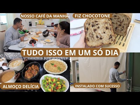 NOSSO DIA, ALMOÇO FRESQUINHO, FIZ CHOCOTONE NA PANIFICADORA E ME SURPREENDI, INSTALAMOS O TOLDO