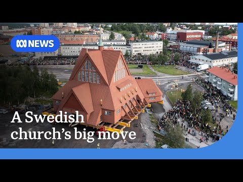 YouTube video thumbnail: Sweden's Landmark Kiruna Church Arrives Safely at new Location 