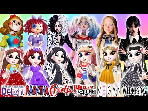 My Talking Angela 2😻 || Miss Delight vS Ragatha vS Cruella vS Wednesday vS M3gan vS Harley Quinn