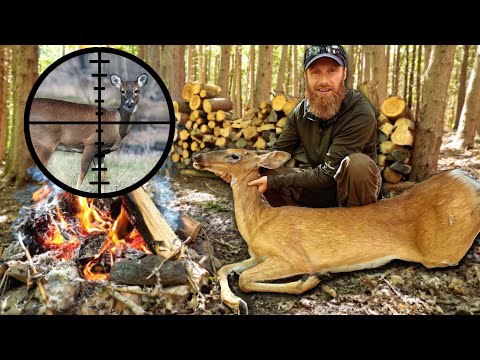 Scope Hunting Wild Deer, Smoke House Meat in Canadian Bush! | ASMR (Silent)