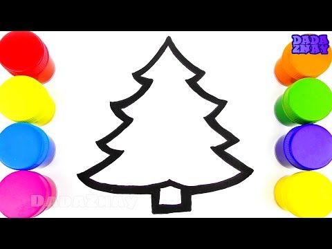 НОВОГОДНЯЯ ЁЛКА|Как нарисовать елку|Учим цвета|Елка в блестках|Видео для детей|Учим цвета с красками