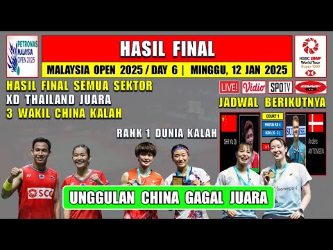 RANK 1 CHINA GAGAL JUARA - Hasil Final Malaysia Open 2025 Hari Ini ~ XD Thailand & An Se Young Juara