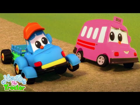 Wheels on the Pink Bus, Kids Fun Cartoon Rhymes by Hector the Tractor