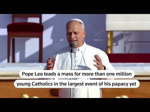 YouTube video thumbnail: Pope Leo Urges a Million Catholic Youth to Spread Their Faith