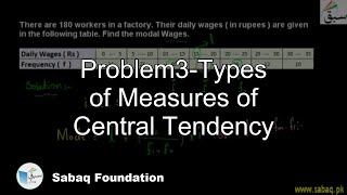 Problem 8-Types of Measures of Central Tendency