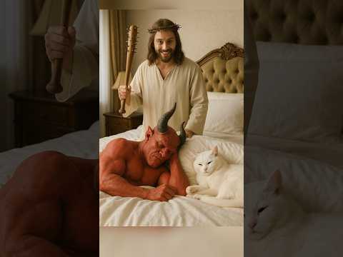 Poor Jesus was mocked by divi and got a worthy ending #dog #cat #jesus #devil
