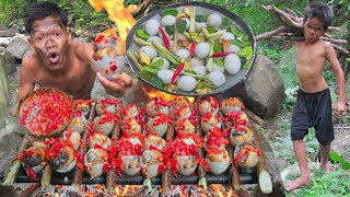 survival in the rainforest - How to Cook Baby Duck Eggs in Primitive Style