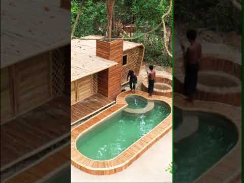 Building Jungle Villa and Swimming Pool with Decoration Private Living Room