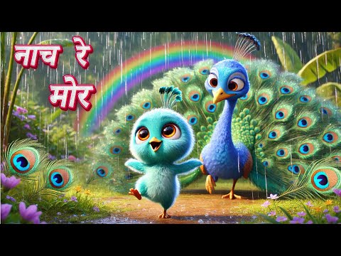 Nache Re Mor Pankh Faila ke, नाचे रे मोर, Hindi Nursery Rhymes for Kids and Cartoon