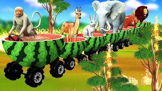 पशु तरबूज ट्रेन Animals Watermelon Train Hindi Kahaniya हिंदी कहनिया Hindi Stories