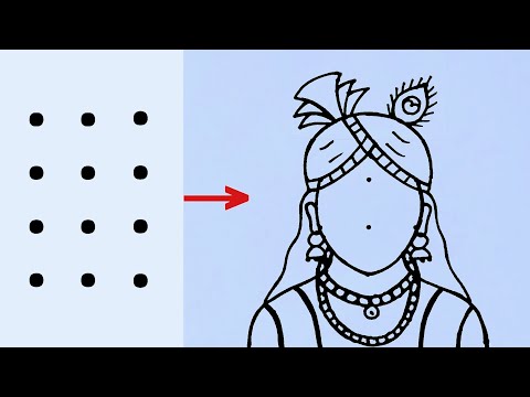 Cute krishna drawing from 3×4 dots // Easy Lord shree Krishna drawing //#balkrishnadrawing
