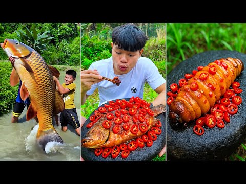Best real food ever! | Grilled Crab, Straw Cooked on Hot Stone! | TikTok Funny Videos