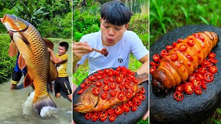 Best real food ever! | Grilled Crab, Straw Cooked on Hot Stone! | TikTok Funny Videos