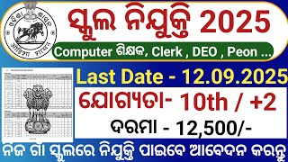 Odisha School Latest Recruitment 2025/Govt Jobs in All District/Latest Odisha Jobs Vacancy
