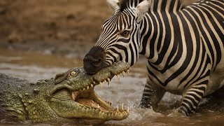 "Unbelievable Moment: Zebra Bites Back at Crocodile for a Dramatic Escape" Fierce Fight