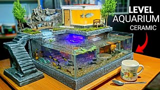 DIY Creative Aquarium Model of a Multi-Storey House from Ceramic Floor Materials