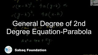 General Degree of 2nd Degree Equation-Parabola