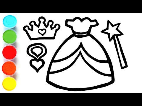 Princess Dress Set Drawing, Painting, Coloring for Kids & Toddlers | Watercolor Paint