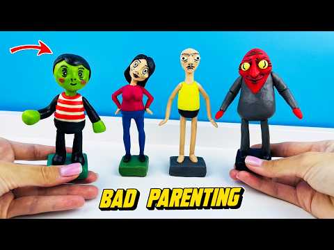 Making Bad Parenting characters with clay 🧟‍♂️ Disturbing Horror Game