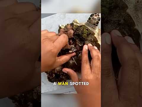 Helping a Sea Turtle Shed Its Barnacles#shorts #animals #wildlife #fyp