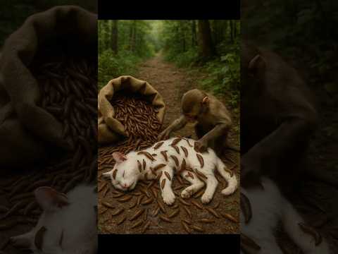 🐱🍼🐒🪱⛰️“Slug Mountain Rescue — Baby Monkey & Kitten Save Mom-Cat!” 🐱🍼🐒🪱⛰️