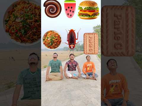 Eating-yellow lizard, pulse, Alpenliebe, Parle-g biscuit, Cockroach, tike, icecream, burger, video