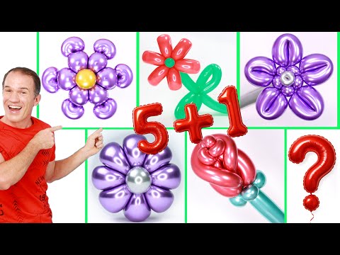 🌸 5 FLORES CON GLOBOS ( mas una 😉) como hacer una flor con globos 😍Figuras con globos y  globoflexia