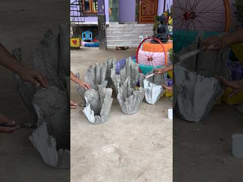 Jute & Cement into Beautiful Pots 🪴 #shorts #idea #crafts #cementcrafts #trending #homedecor