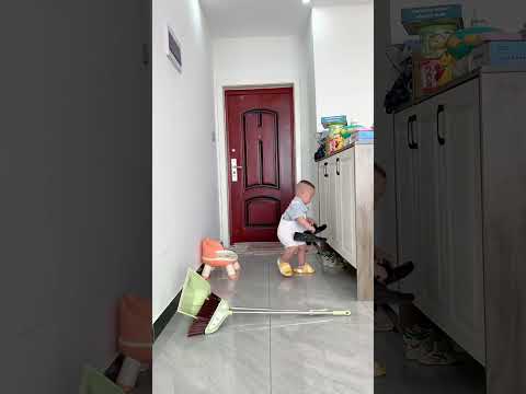 Deliberately Knocking Down The Broom To Test The Reaction Of My Husband And Son! #cute #funny #baby