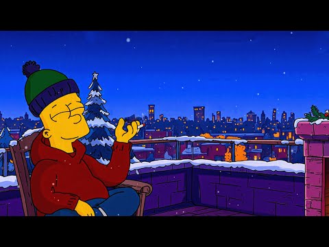 Winter Night Lofi 🚬 Chill Beats with Rooftop Snowy Ambience