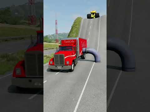 Cargo Truck & Capsule Bus vs Low Pipes - BeamNG.Drive