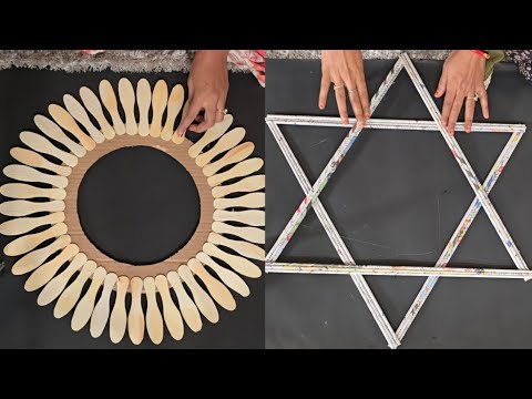 Amazing Home Decoration craft ideas | Waste cardboard and ice cream sticks using wall decor | DIY