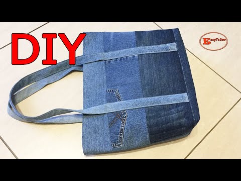 DIY DENIM TOTE BAG SEWING TUTORIAL